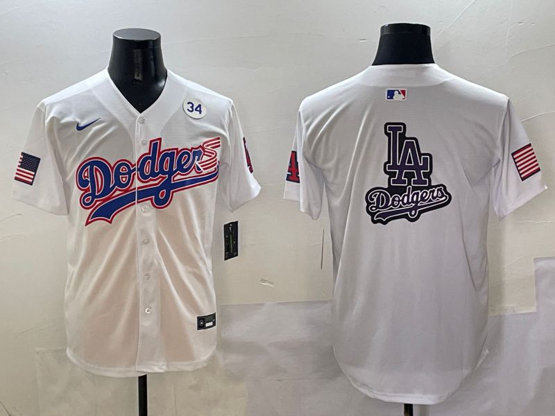 Men Los Angeles Dodgers Blank White national flag second generation joint name Nike 2025 MLB Jersey style 22